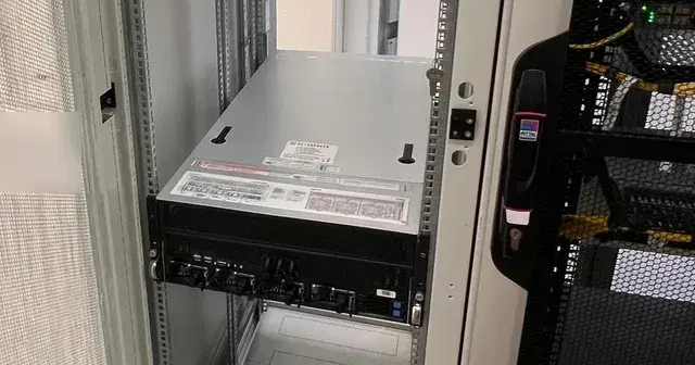 AURA GPU server mounted in a rack in a professional data center